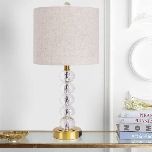 Modern Crystal Table Lamp with 2 USB Ports  - Lot 571