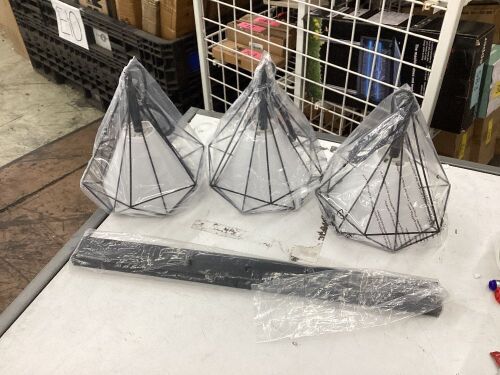 Lot of (2) Geometric Hanging Light Fixture, 3 pc - Lot 586