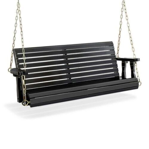 VINGLI 880 lbs Patio Wooden Porch Swing, 4 ft Black - Lot 74