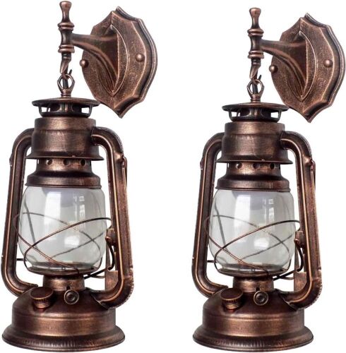 Rustic Lantern Wall Sconce, Set of 2 - Lot 375