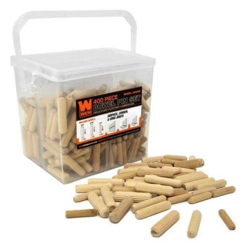 Lot of (3) WEN JN400D 400-Piece Fluted Dowel Pin Variety Bucket with 1/4, 5/16, and 3/8-inch Woodworking Dowels - Lot 270