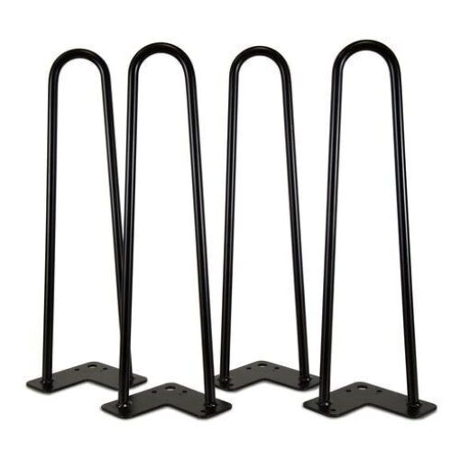 WEN TLP16B 16-Inch Mid-Century Modern Satin Black Hairpin Table Legs, 1/2" Diameter, Set of 4 - Lot 109