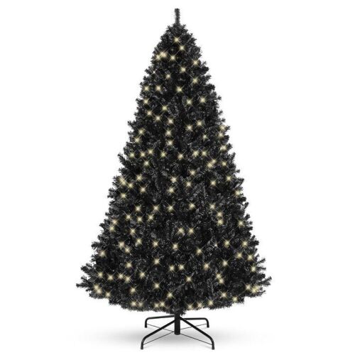 6' Pre-Lit Artificial Black Christmas Tree w/ Incandescent Lights, Metal Stand  - Lot 126