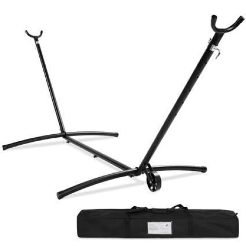 Portable Heavy-Duty Steel Hammock Stand w/ Built-In Wheel, Case - 9ft  - Lot 135