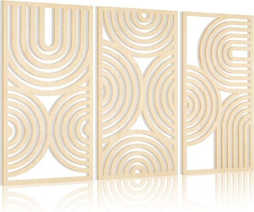 BINCUE 3 Panel Hollow Wood Wall Art  - Lot 165