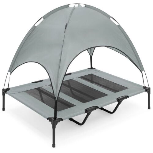 Elevated Cooling Dog Bed, Outdoor Pet Cot w/ Canopy, Carry Bag - 48in  - Lot 176