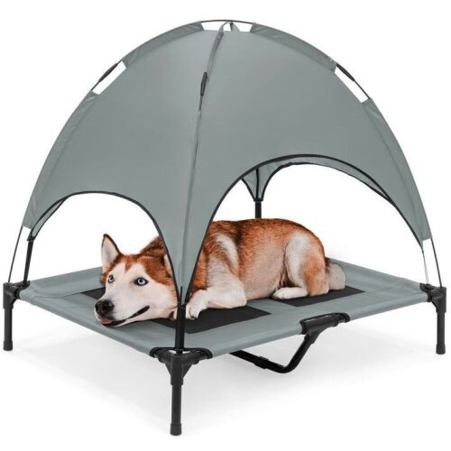 36in Outdoor Raised Cooling Pet Dog Bed w/ Canopy, Travel Bag  - Lot 178