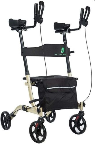 ELENKER Stand Up Folding Rollator Walker with Seat, Padded Armrests - Lot 48