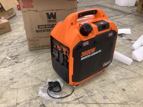 WEN 56360i Quiet and Lightweight 3600-Watt RV-Ready Portable Inverter Generator with Fuel Shut Off - Has Compression, Extra Plug Wire - Lot 144