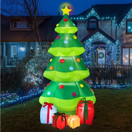 Inflatable Christmas Tree Outdoor Blow Up Decor w/ 10 LED Lights - 10ft - Lot 8217