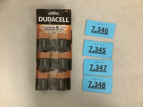 6 Duracell 9v batteries - Lot 8327