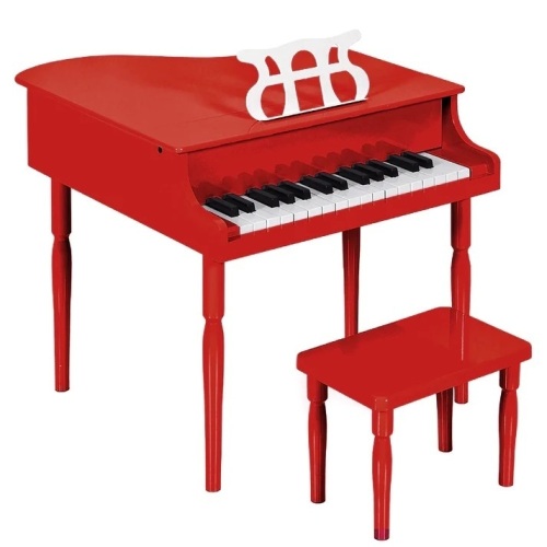Kids Mini Wooden Grand Piano w/ Lid, Bench, Music Rack, Song Book, Stickers - Lot 8410