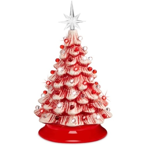 Pre-Lit Ceramic Tabletop Christmas Tree with Lights- 15in - Lot 8309