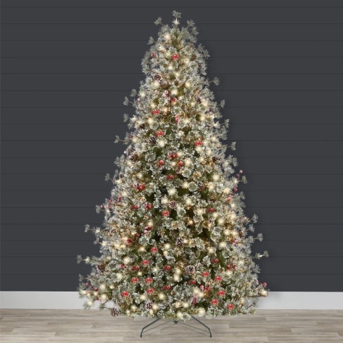 Pre-Lit Semi-Flocked Artificial Cashmere Pine Christmas Tree w/ Metal Stand 6ft - Lot 8334