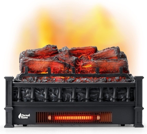 TURBRO Eternal Flame 20-Inch Infrared Quartz Electric Fireplace Log Heater, Realistic Pinewood Logs, Thermostat, EF20-PB, 1500W - Lot 8339