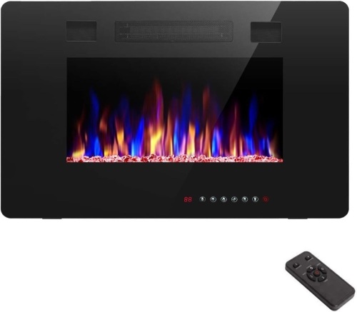 R.W.FLAME 30 inch Recessed and Wall Mounted Electric Fireplace, Low Noise,Fit for 2 x 4 and 2 x 6 Stud, Remote Control with Timer,Touch Screen,Adjustable Flame Color and Speed, 750-1500W - Lot 8344