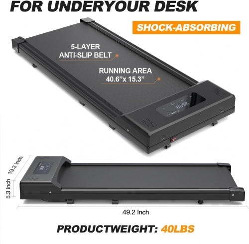 Walking Pad Under Desk Treadmill for Home Office - Walking Treadmill Portable Desk Treadmill for Walking Running - Remote, LED Display, Quiet - Lot 8350