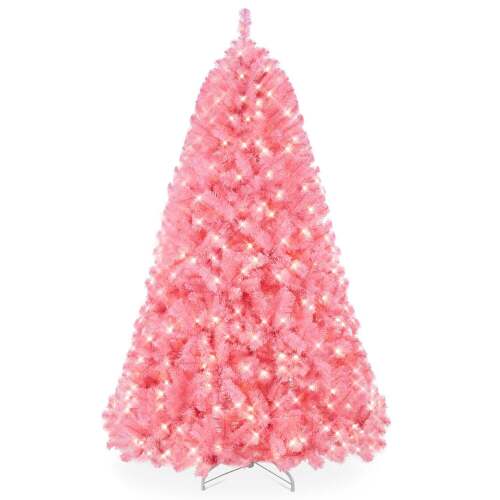 Pre-Lit Artificial Pink Christmas Tree w/ Incandescent Lights, Metal Stand - Lot 8379