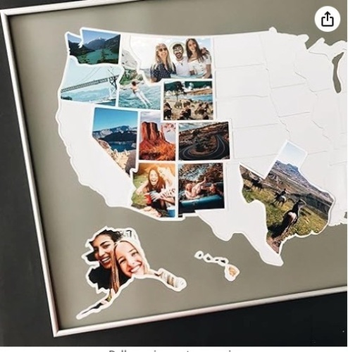 USA Photo Map - 50 States Travel Map - 24 x 36 in - Printed on Flexible Vinyl - Rewritable Double Layer Map of United States - Includes Secure Photo Make $48.98 - Lot 103