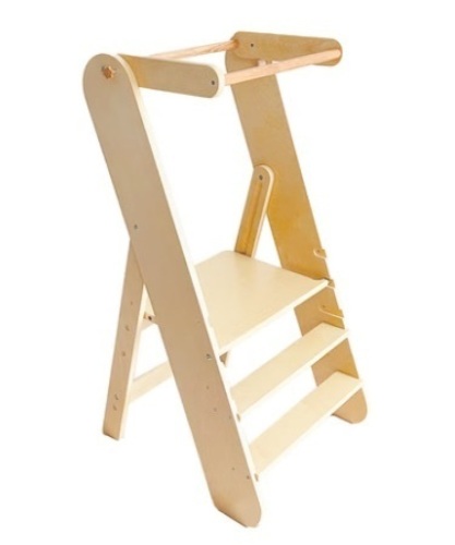 Foldable Standing Kitchen Stool for Kids, Toddler Tower (Natural Wood Color) Brand: Kieno Kids - Lot 110
