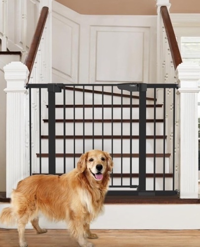 Cumbor 29.7-46" Baby Gate for Stairs, Mom's Choice Awards Winner-Auto Close Dog Gate for the House, Easy Install Pressure Mounted Pet Gates for Doorways, Easy Walk Thru Wide Safety Gate for Dog, Black $99.99 - Lot 138