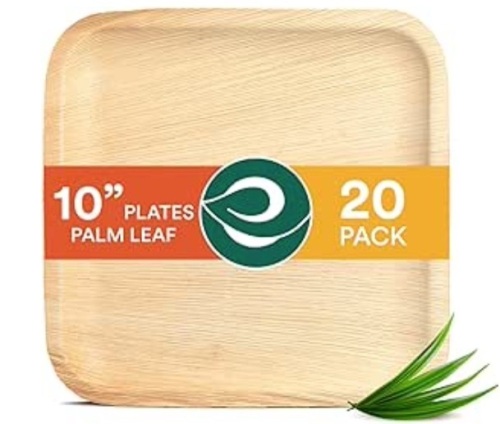 ECO SOUL 100% Compostable 10 Inch Palm Square Leaf Plates [20-Pack]  x 5  Premium Disposable Plates Set I Heavy Duty Eco-Friendly Bamboo Plates Disposable I Square Disposable Plates $18.95 x 5 lots - Lot 143