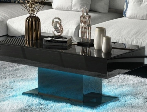 High Gloss LED Coffee Table Modern Center Cocktail Table with Light Living Room - Lot 151