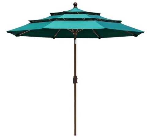 EliteShade USA 10-Year-Non-Fading Sunumbrella 9Ft 3 Tiers Market Umbrella Patio Umbrella Outdoor Table Umbrella with Ventilation,Teal $219.95 - Lot 155