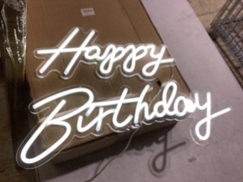 LED Neon Happy Birthday Sign Night Light Party Decorations - Lot 196