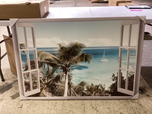 wall art of open window to tropics - Lot 197