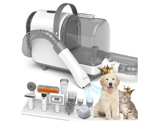 Bunfly Dog Grooming Kit,13000Pa Strong Grooming & Vacuum Suction 99.99% Pet Hair, 7 Pet Grooming Tools for Dogs Cats, 3L Large Capacity Dust Cup, Quiet Pet Vacuum Groomer (Silver & White) $109.99 - Lot 84