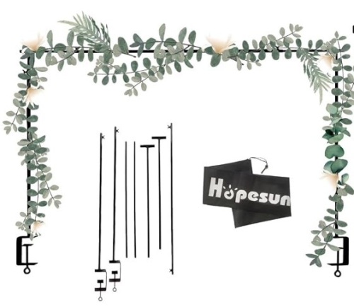 Hopesun Over The Table Rod Stand Adjustable, 63-102" (5.3-8.5ft) Length, Metal Balloon Flower Arch Stand, Suitable For Multi Table Size, Birthday, Wedding, Halloween, Christmas Party Decoration, Black - Lot 91
