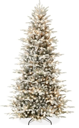 6' Pre-Lit Flocked Artificial Aspen Noble Fir Christmas Tree w/ Metal Stand $309.99 - Lot 203