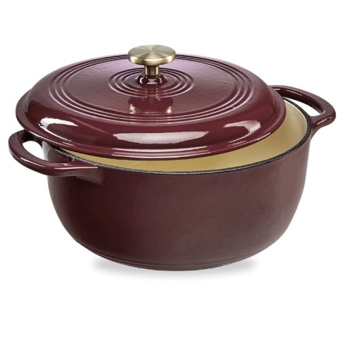 Cast-Iron Dutch Oven Kitchen Cookware w/ Enamel, Handles - 7.5qt $99.99 HEAVY-DUTY DESIGN: Thick cast iron is set with a glossy exterior finish and an enamel interior to combine lasting quality with easy upkeep. OVEN & STOVETOP READY: Sturdy and versatil - Lot 207