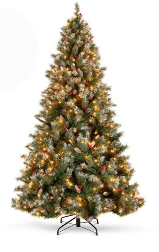 6' Pre-Lit Christmas Pine Tree w/ Pine Cones, Flocked Branch Tips, Berries $199.99 - Lot 218