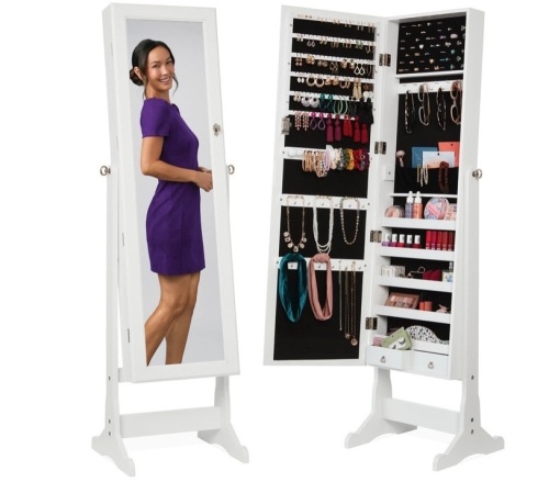 Full Length Freestanding Jewelry Mirror Armoire w/ Velvet Interior $199.99 - Lot 220