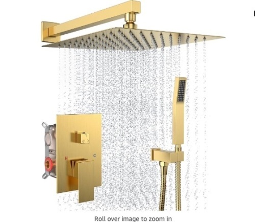 Rain Shower System 10 Inches Shower Head with Handheld Combo Set for Bathroom,High Pressure Rainfall Shower Faucet Set Wall Mounted,Rough-in Valve and Trim Kit(Brushed Gold) $144.99 - Lot 93