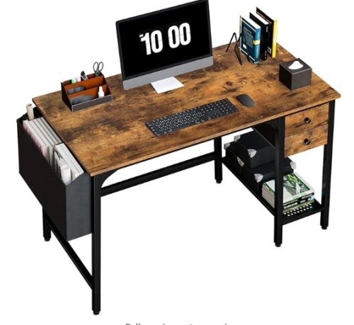 Lufeiya Computer Desk with Drawers - 40 Inch Work Small Desk for Bedroom Home Office, Simple Study Writing Table PC Desks with Drawer Storage Shelves, Rustic Brown$82.99 - Lot 114