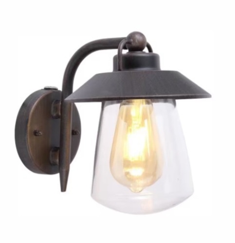 Outdoor Wall-Mount Lantern that complements exterior Rust Finish with Clear Glass and Waterproof - Lot 171