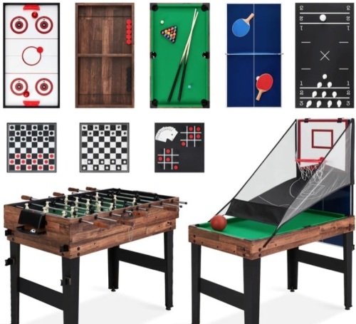 13-in-1 Combo Game Table Set w/ Ping Pong, Foosball, Basketball, Air Hockey $219.99 - Lot 225