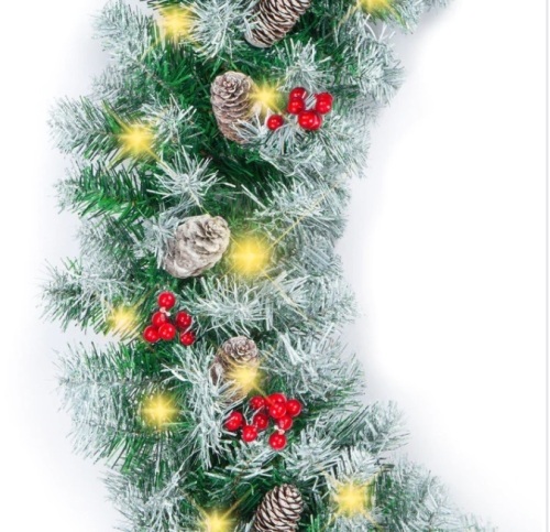 9ft ReviewsPre-Lit Pre-Decorated Garland w/ PVC Branch Tips, 50 Lights - 9ft $49.99    - Lot 255