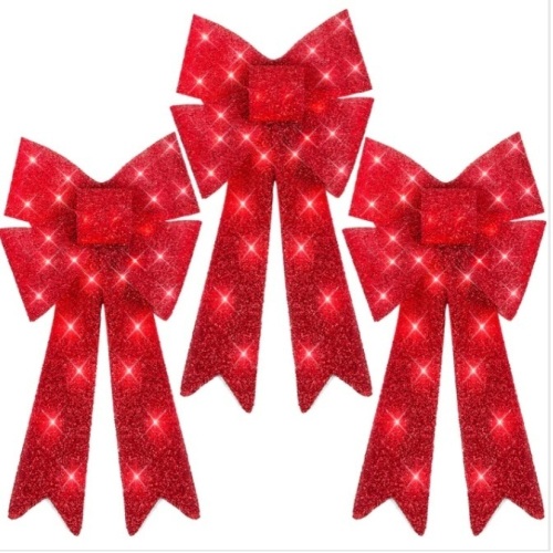 Set of 3 Pre-Lit Christmas Bow Decoration, LED Holiday Decor w/ 8 Functions$99.99 - Lot 295