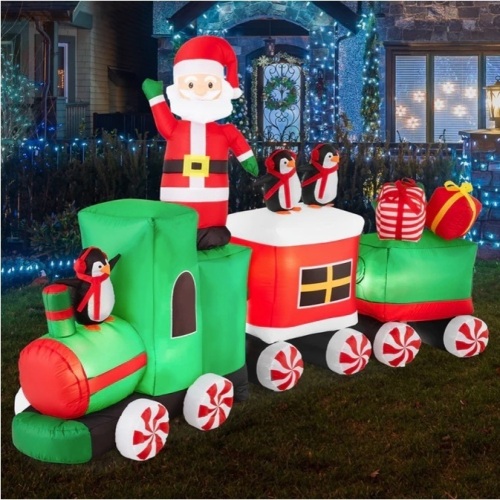 Pre-lit Inflatable Christmas Train & Animated Santa Claus - 8.5ft $199.99 - Lot 296