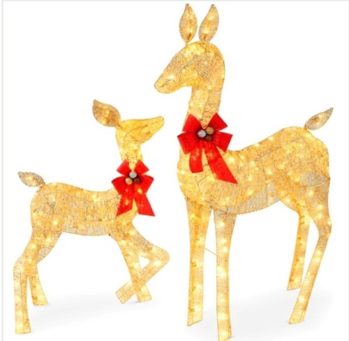2-Piece Lighted Christmas Deer Family Outdoor Decor Set with LED Lights $199.99 - Lot 319