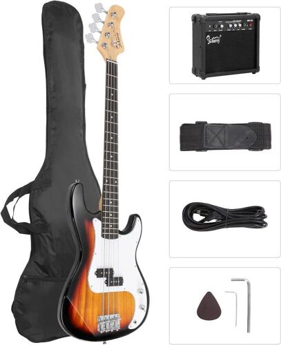 GLARRY Full Size Electric Bass Guitar with 20W AMP - Lot 60