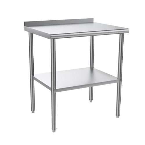 ROVSUN 30 x 24 Inches Stainless Steel Table Prep Work Table with Backsplash & Caster - Lot 81