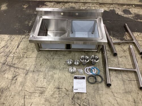Vingli Stainless Steel 2 Compartment Commercial Sink  - Lot 94
