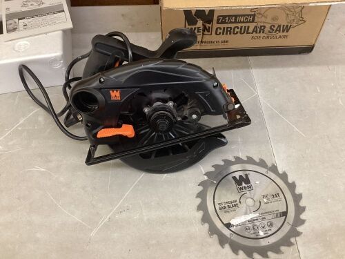 WEN 36725 12A 7-1/4-Inch Sidewinder Circular Saw with 2-1/2-Inch Cutting Depth - Lot 222