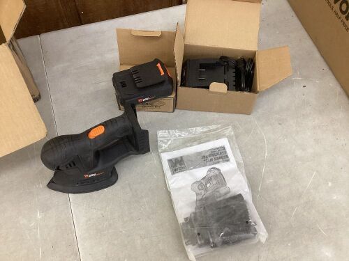 WEN 20401 20V Max Cordless Detailing Palm Sander with 2.0 Ah Lithium-Ion Battery and Charger - Lot 230