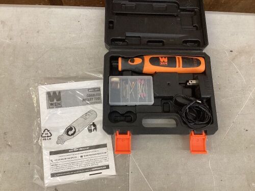 WEN 23072 Variable Speed Lithium-Ion Cordless Rotary Tool Kit with Accessory Set, Charger, and Carrying Case - Lot 237